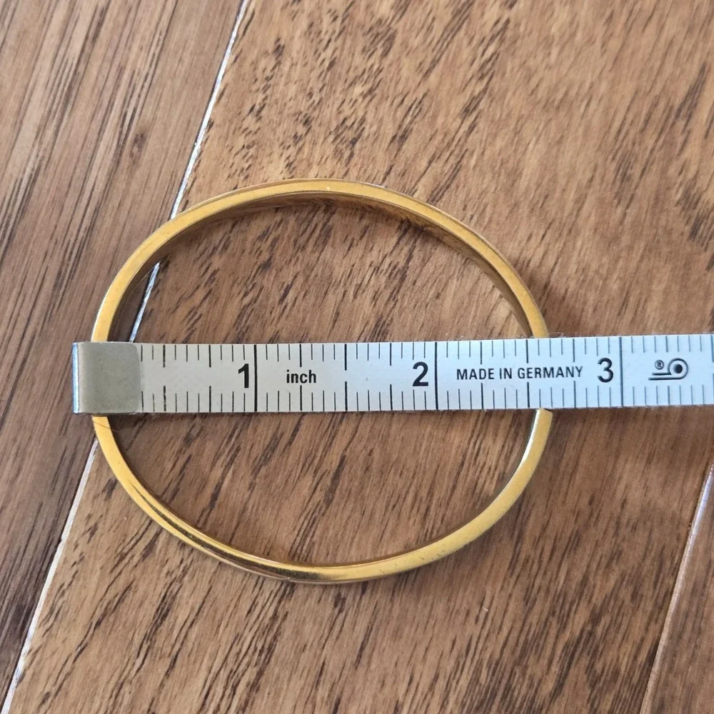 Gold Tone Stainless Steel Screw Motif Hinge Bangle Bracelet Oval Minimalist